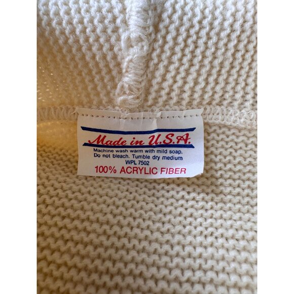 Vintage Baby Hooded Sweater Size 12 Mo. Cream Knit 100% Acrylic Fiber Made In U. - Picture 2 of 11